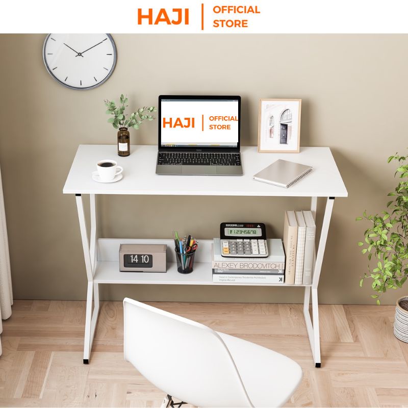 Bàn máy tính HAJI kèm kệ lửng tiện dụng thiết kế chân chữ K hiện đại C18 (Loại 1m và 80cm)