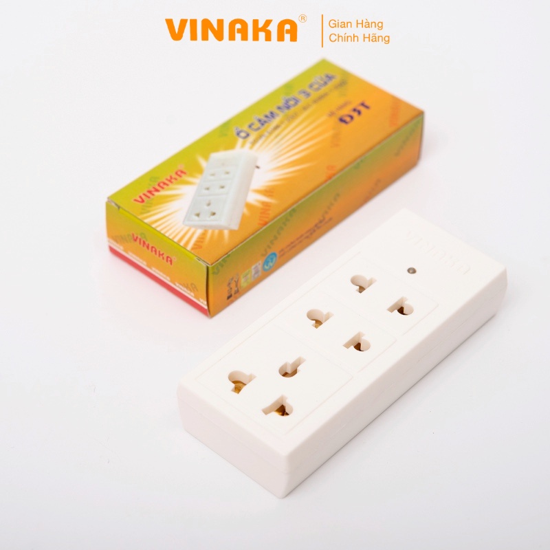 Ổ chia điện nối 3 cửa VINAKA đèn báo sáng gập góc 90 D3T