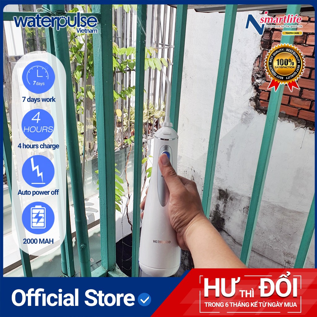 Máy tăm nước Waterpulse V400 Plus cho người răng niềng, răng sứ, Implant răng giúp hạn chế mảng bám, viêm nướu