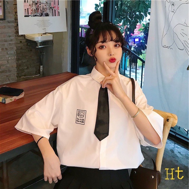 Áo sơ mi mèo băng đầu Hình in logo H2G758