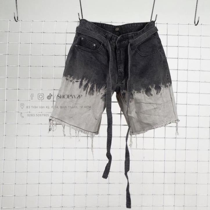 Quần jeans ngắn wash Unisex W2P washed short jeans phong cách thời trang bụi bặm đường phố hiphop * ! !