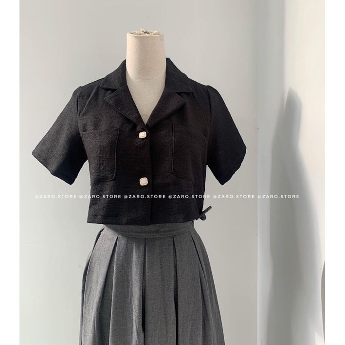 Áo blazer ngắn tay tweed [Hình shop chụp ] | BigBuy360 - bigbuy360.vn