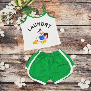 Quần áo trẻ em [siêu xinh] Bộ thun 2 dây vịt Donald cho bé gái