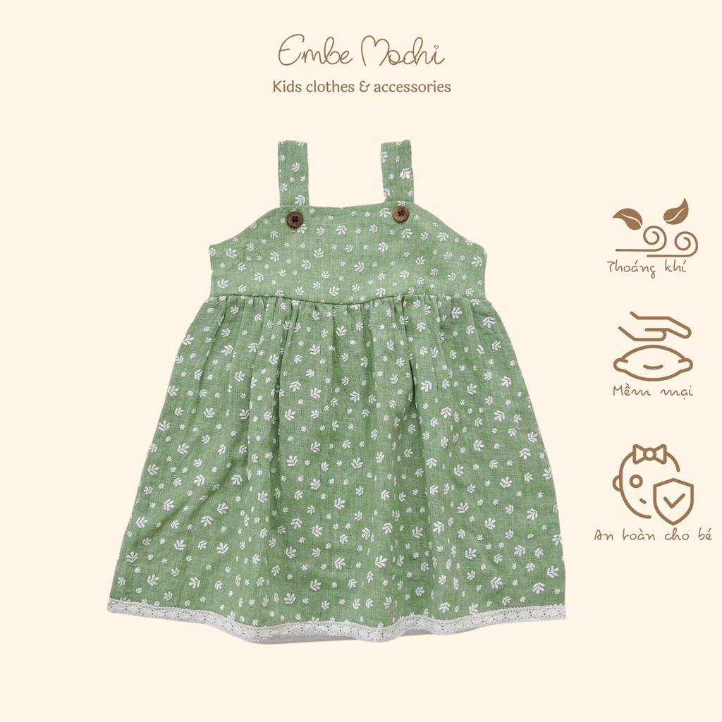 Váy hai dây vải thô váy yếm dáng babydoll hoa nhí cho bé từ 1 đến 6 tuổi