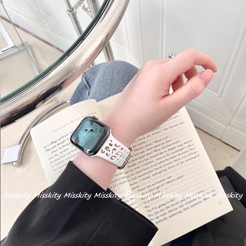 Dây Silicone HọA TiếT Da BáO Cho ĐồNg Hồ IWatch 7 6 5 4 3 2 1 SE 41mm 45mm 44 Mm 40mm