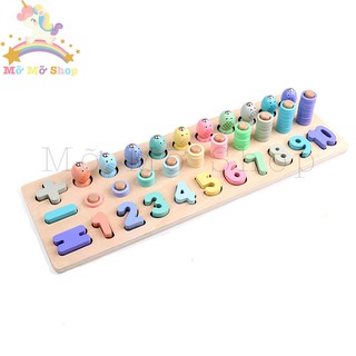 Bộ Học Toán Kết Hợp Câu Cá 3 in 1 Cho Bé [Đồ Chơi Gỗ]