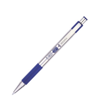 Bút Bi Bấm F-301 Zebra F301 0.7mm cán bút kim loại - 1 cây  - Hàng Chính Hãng