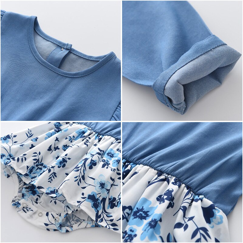 Đầm mẹ và bé BEAR LEADER tay dài phối họa tiết hoa thoải mái thời trang