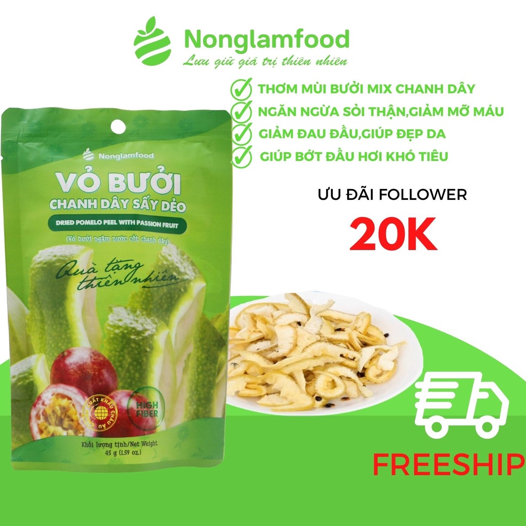Mua Vỏ bưởi chanh dây sấy dẻo 45g Nông Lâm Food trái cây sấy snack ...