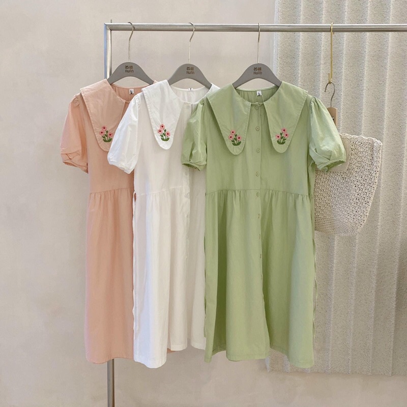 váy bbd thêu hoa cổ 652