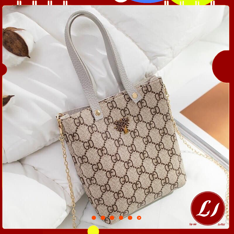 Túi xách nữ 2 quai kèm dây đeo chéo phong cách hàn quốc 2in1