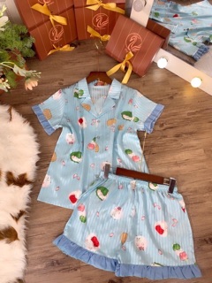 Pijama lụa gấm cao cấp( bộ đùi)