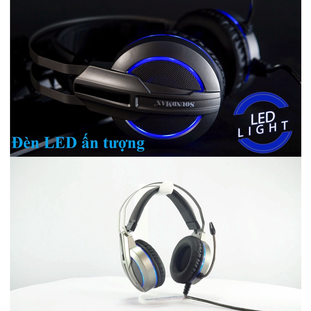 Tai nghe gaming chụp tai 1 chân cắm USB âm thanh vòm 7.1 SOUNDMAX AH-712