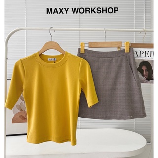 Áo thun tay lỡ ôm dáng Knitted Basic Tee Yellow Maxy Workshop