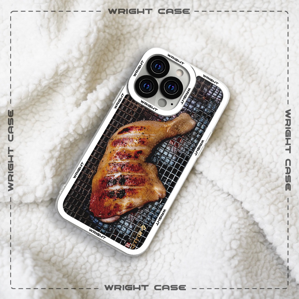 Ốp lưng iphone cạnh vuông đồ ăn đùi gà nướng Wrightcase 6plus/7/8/8plus/x/xs/11/12/pro/max/plus/promax