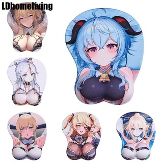 Tấm lót chuột máy tính làm từ silicon mềm họa tiết 3D Genshin Ganyu Mona Keqing