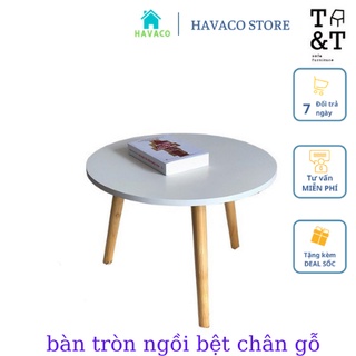 Mua Bàn trà sofa ngồi bệt tròn 60cm chân gỗ tần bì cao cấp