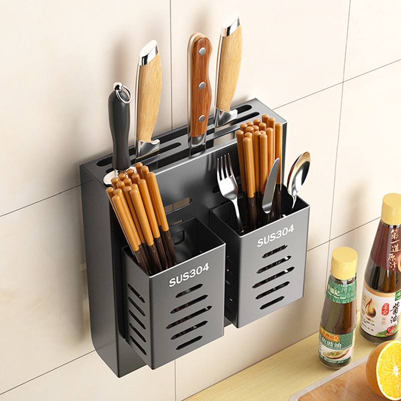 Ống Đựng Đũa Thìa Dán Tường Inox Cao Cấp 304 Không Han Gỉ, Không Cần Khoan Đục Dễ Dàng Sử Dụng MKS019