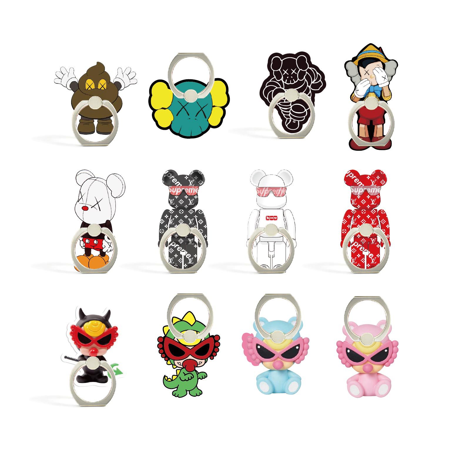 New Cute Fashion Brand Kaws Cartoon Pinocchio Bears Mobile Phone Ring Holder Desktop Mobile Phone Bracket Dây điện thoại di động