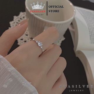 Nhẫn Bạc nữ đính 5 đá sang trọng Evasilver, chuẩn nhẫn bạc ta mảnh mai nữ tính - Trang sức bạc Evasilver