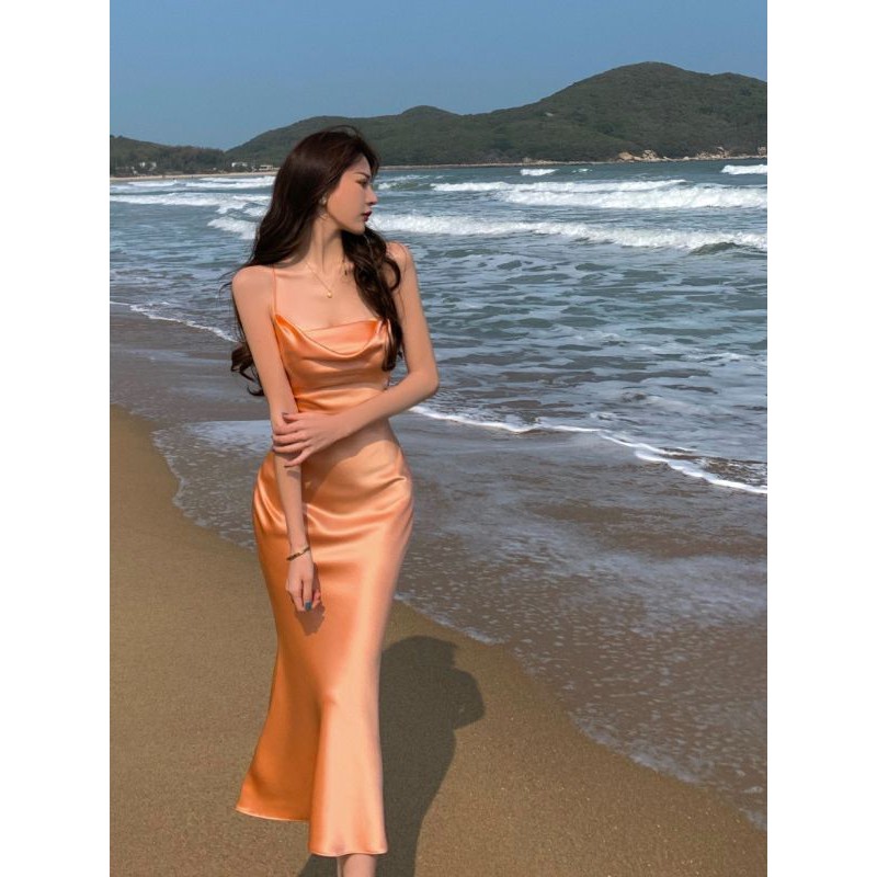 Đầm ôm đuôi cá dây đan chéo lưng sexy hàng taobao