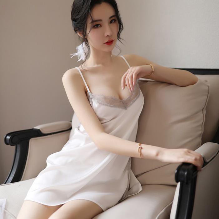 [HÀNG CAO CẤP] Váy ngủ lụa sexy xẻ sau lưng siêu gợi cảm với màu trắng tinh khôi Ly Ly Shop | BigBuy360 - bigbuy360.vn