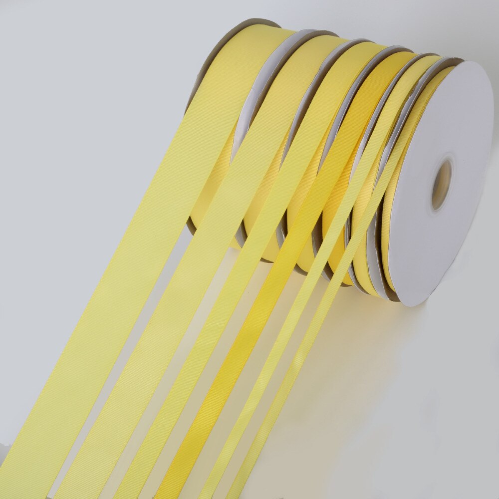 Cuộn dây ruy băng màu vàng kích thước 7mm/ 10mm/ 15mm/ 20mm/ 25mm/ 38mm dành cho làm đồ trang trí