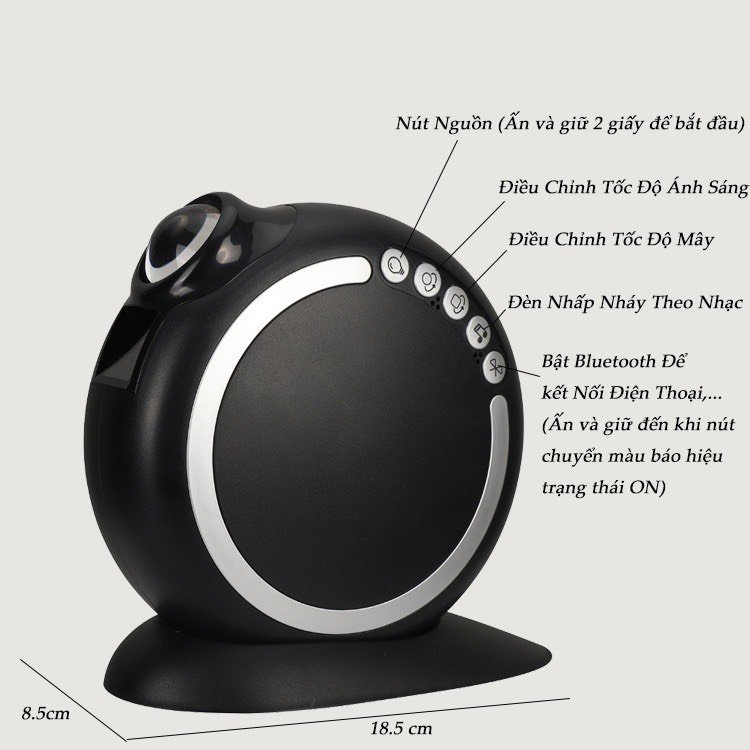 Đèn Thiên Hà Galaxy Diamond V5 Chiếu Bầu Trời Sao Kết Hợp Loa Bluetooth Cho Phòng Ngủ, Phòng Bay