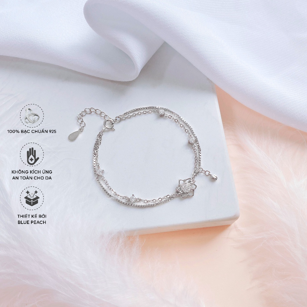 Lắc Tay Bạc Blue Peach Lotus WG LT526