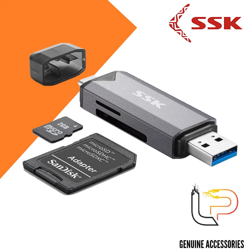 ĐẦU ĐỌC THẺ NHỚ TYPE-C SSK SCRM 390 - CARD READER TYPE-C TF/SD SSK SCRM 390