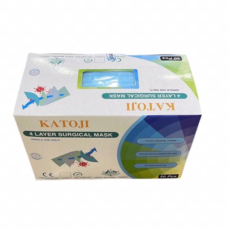 [HỘP] KHẨU TRANG Y TẾ KHÁNG KHUẨN CAO CẤP KATOJI (4 LỚP, HỘP 50 CÁI)