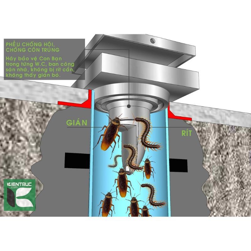 phễu thoát sàn ngăn mùi, chống hôi, chống con trùng