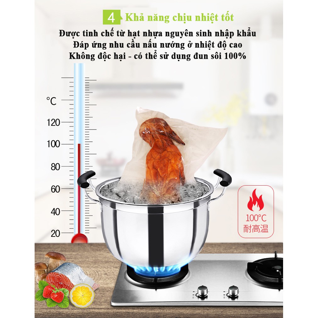 Túi hút chân không thực phẩm hai mặt trơn, 1kg túi hút chân không PA PE trơn dày 16 zem cao cấp đủ size (2 mặt trơn)