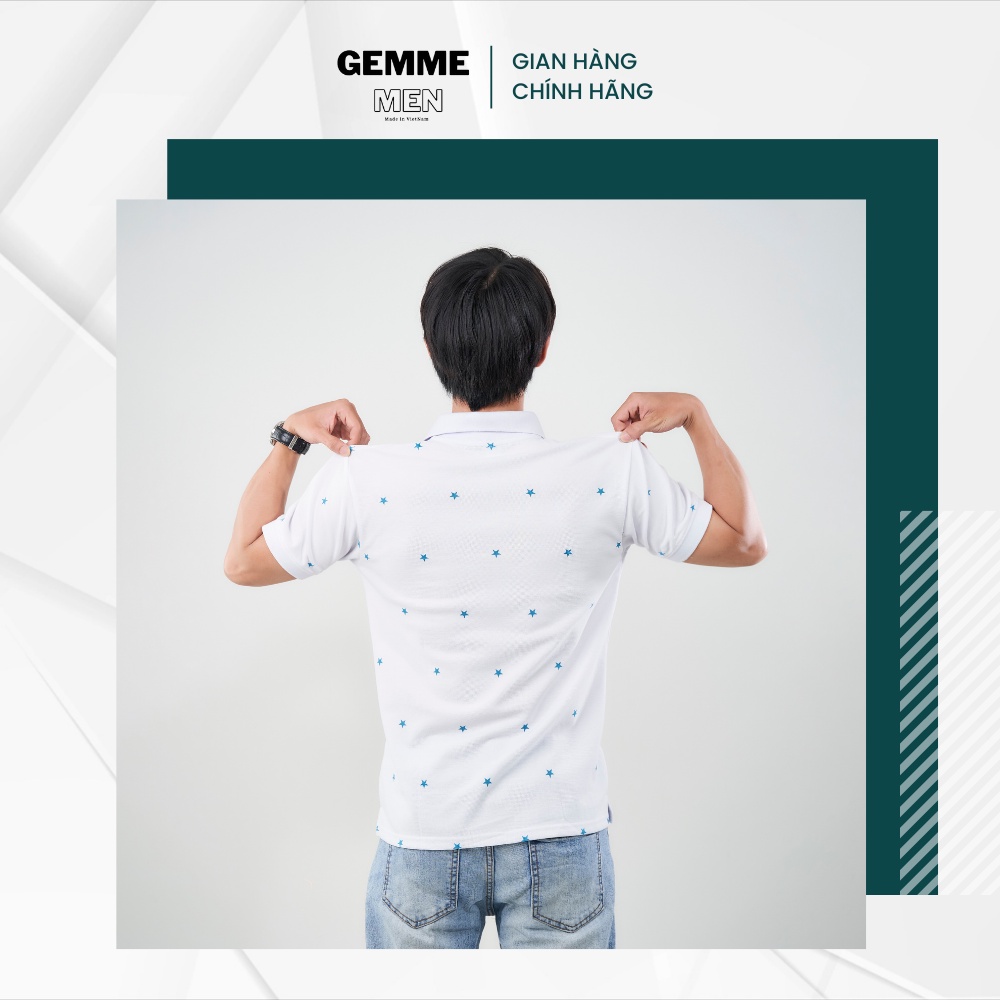 Áo thun polo big size GEMME MEN chấm sao xanh chuẩn form, trẻ trung, thanh lịch, đủ màu, Big Size 55 - 130kg