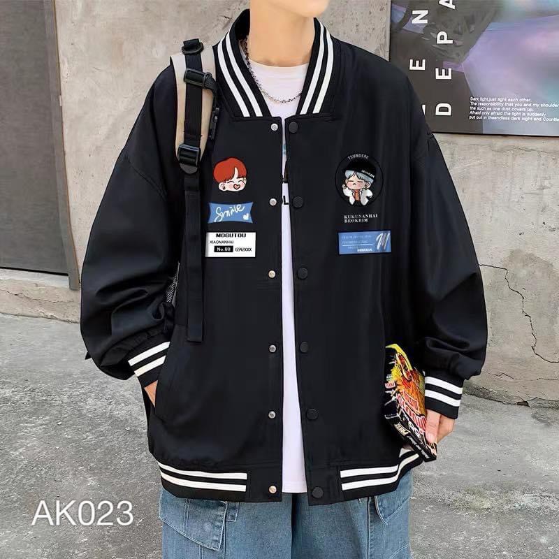 Áo Khoác Bomber Uniex 2 lớp KAKI phối hình dễ thương phong cách Korea trẻ trung , năng động