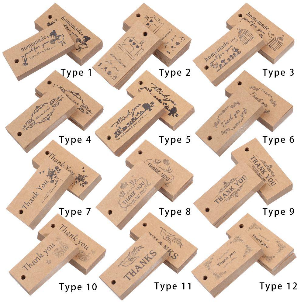 Set 50 Thẻ Giấy 5.8*2.7cm In Chữ Thank You Dùng Để Trang Trí Quà Tặng