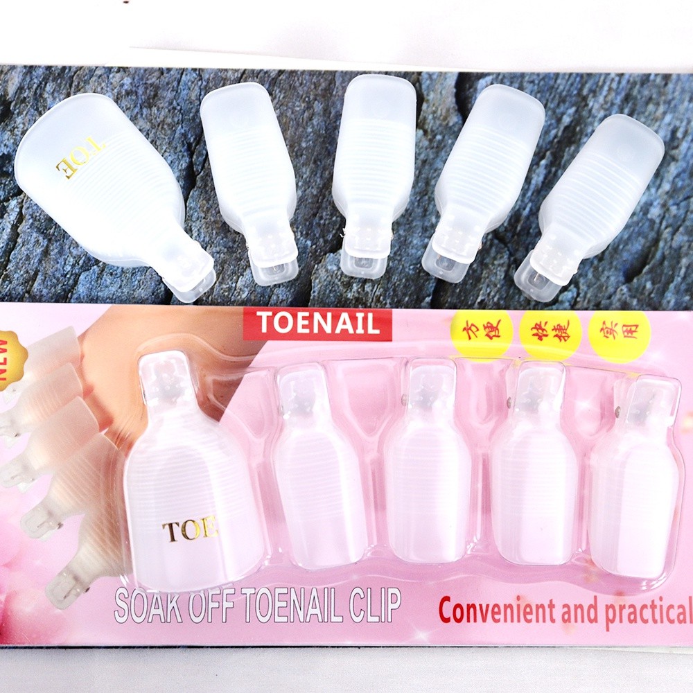 Kẹp ủ tháo gel móng chân , Set 5 cái ủ phá gel ngón chân