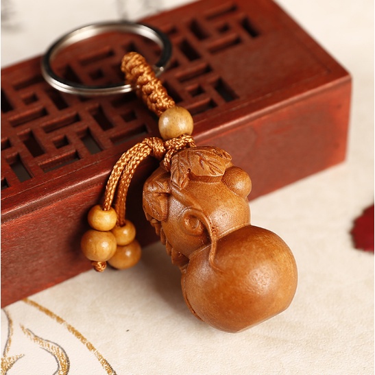 Móc khóa hình trái bầu bàng gỗ xịn đẹp chống nước - moc khoa xe