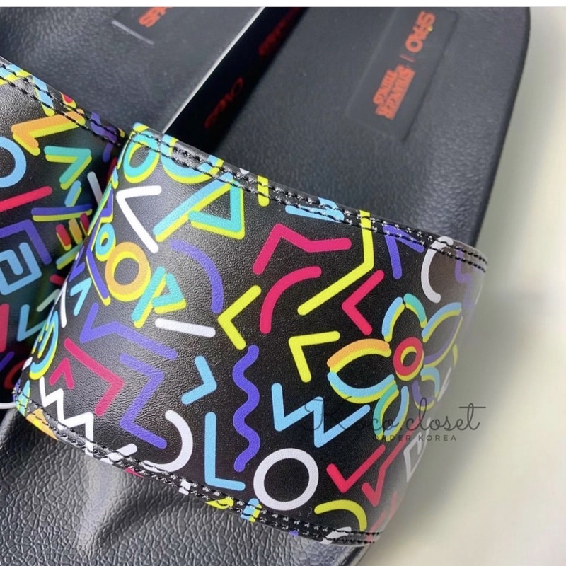 DÉP SPAO NETFLIX HỌA TIẾT PHIM STRANGER THINGS SLIPPER Graphic Black
