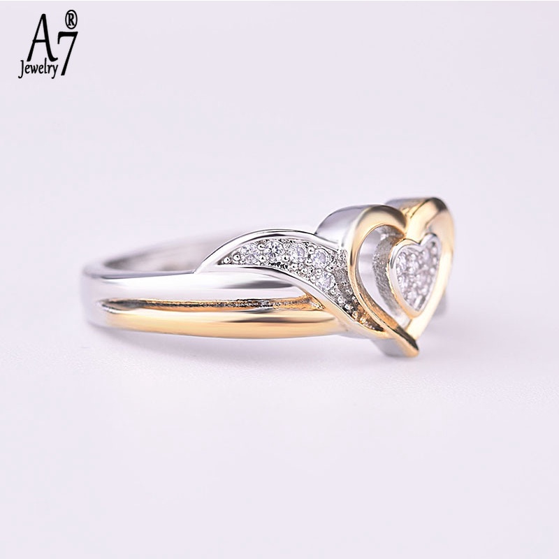 Nhẫn Hai Đầu Hình Trái Tim Khảm Đá 18K X5Y22