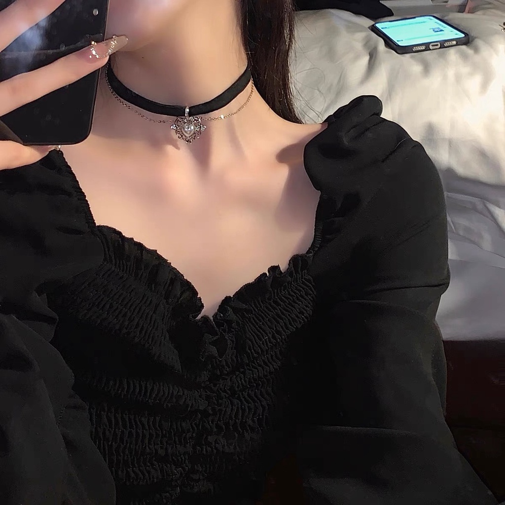 Choker mix dây xích vàng chi tiết trái tim hoàng gia sang chảnh