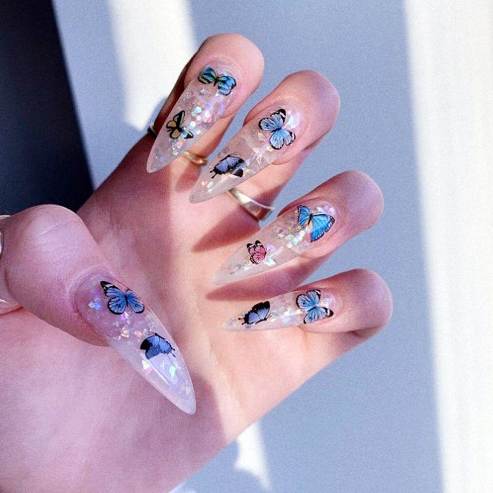 ღOKDEALSღ 12pcs Nail Art Decoration Nail Stickers Tattoo Foils Romantic Butterfly Flower New 3D DIY Full Cove Nail Wraps Transfer Water Decals