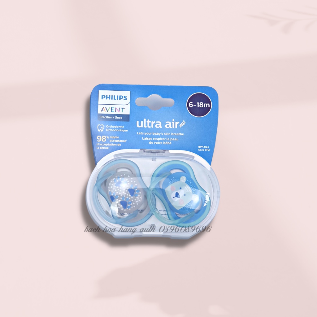 [ Hàng Mỹ ] Set 2 Ti giả Avent Ultra Soft / Ultra Air siêu mềm, chống vâu cho bé chính hãng