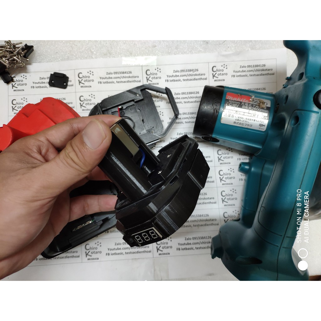 Đế chuyển pin máy Makita 18V NiCD dạng đầu đút sang dùng hộp pin cài Makita