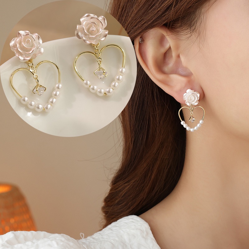 Bông Tai Mạ Bạc 925 Hình Tròn Đính Ngọc Trai Họa Tiết Hoa Sang Trọng Thời Trang Mùa Hè Cho Nữ