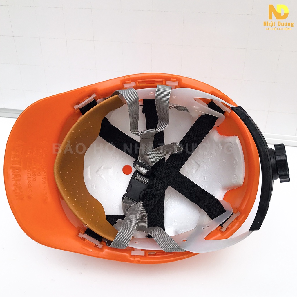 Mũ bảo hộ lao động khóa vặn có lót xốp cách nhiệt màu cam N03, Nón bảo hộ lao động Nhật Dương