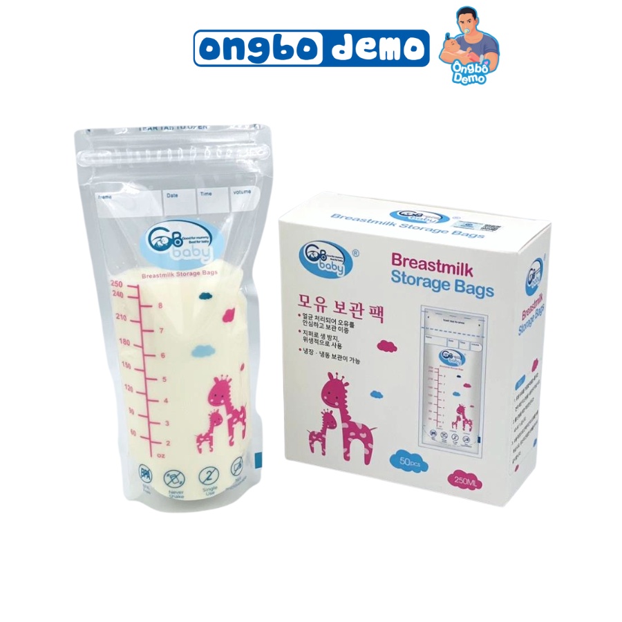 Túi trữ sữa Gb Baby 250ml chất lượng Hàn Quốc (New 2 khóa) - Ongbodemo