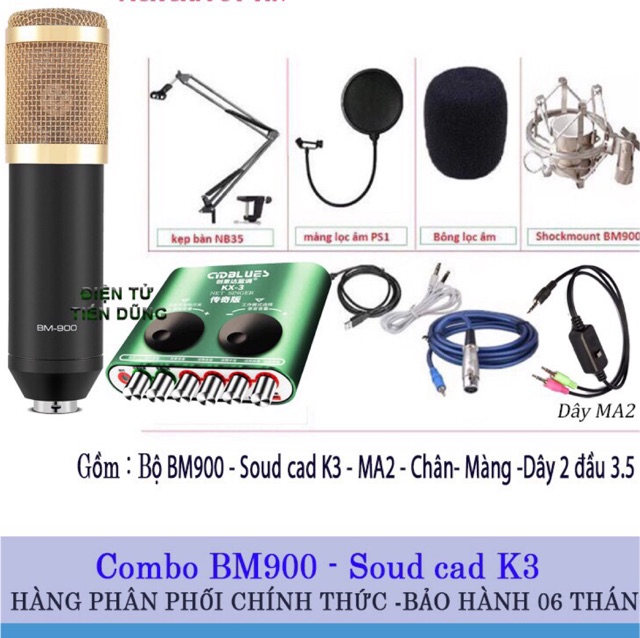 bộ thu âm soundcard kx3 bm900 ma2 full bộ tặng tai nghe