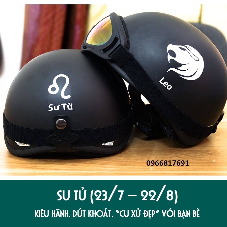 Mũ bảo hiểm nửa đầu cung hoàng đạo(Đen) TẶng Kính phượt uv400 - Mũ bảo hiểm xe máy - Mũ bảo hiểm phượt