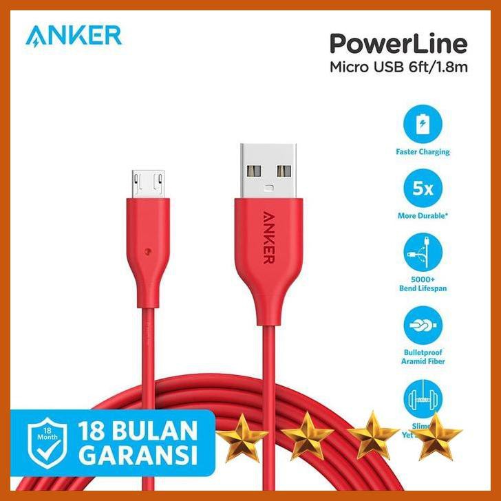 Anker Dây Cáp Sạc 6ft | 1.8m Micro Usb Red A8133 Màu Xám